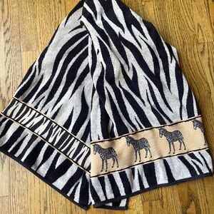 Zebra Print Towel 100% Cotton with Embroidered Zebra's Andrea Sinai by Karsten